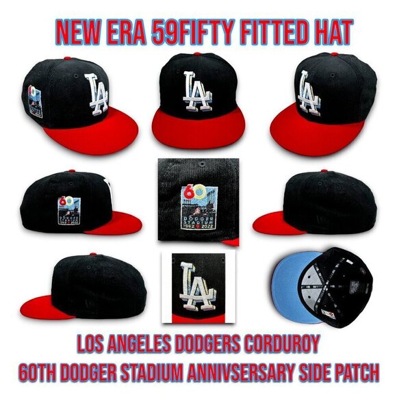 New Era Los Angeles Dodgers 59FIFTY Hat Corduroy 60th Anniv Dodger Stadium 7 5/8